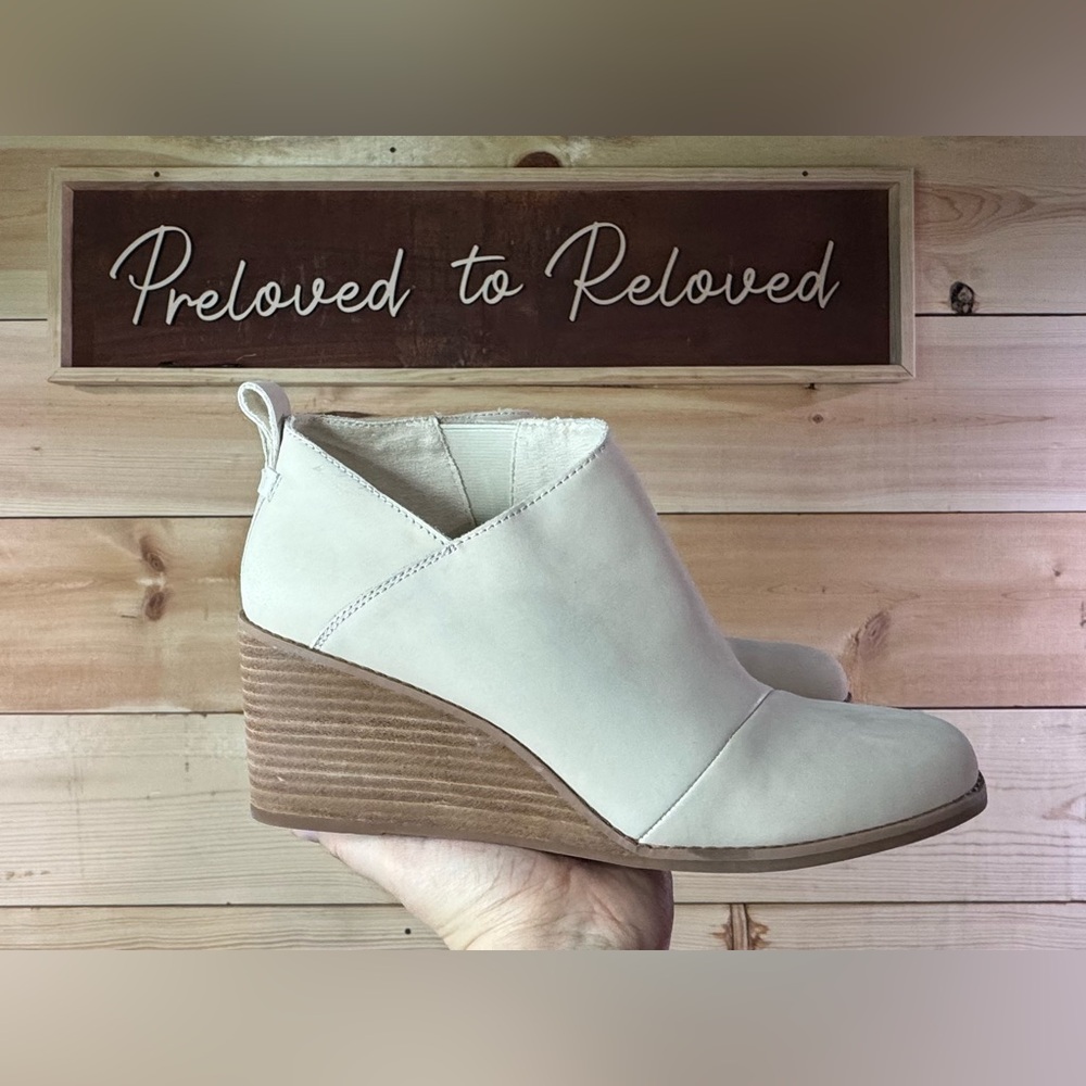 Toms Marta Leather Wedge Booties